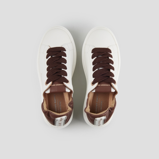 Sneakers Alexander Smith wembley woman in white nappa leather and brown ruched back - 6