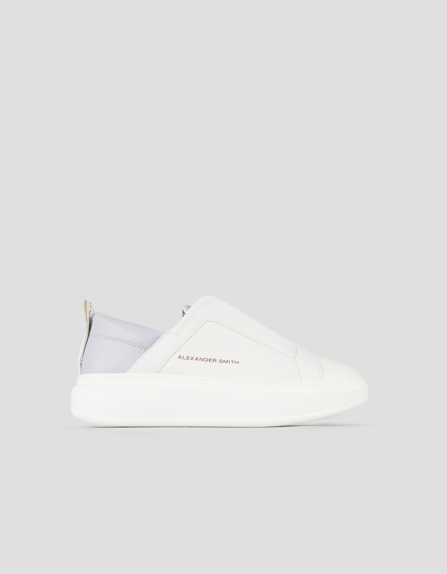 Sneakers Alexander Smith wembley slip-on woman in white leather and azure back - 1