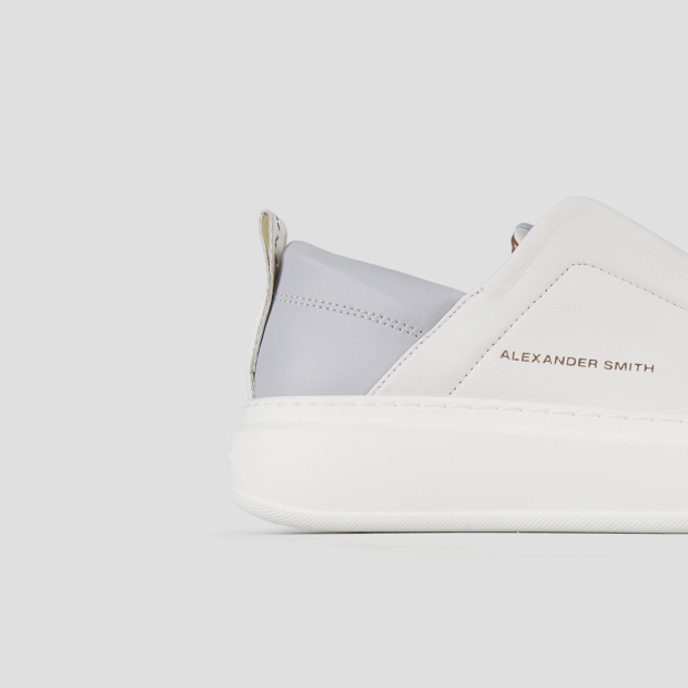 Sneakers Alexander Smith wembley slip-on woman in white leather and azure back - 3