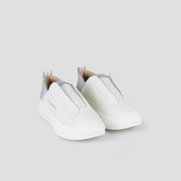 Sneakers Alexander Smith wembley slip-on woman in white leather and azure back - 4