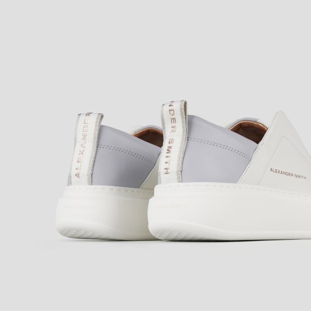 Sneakers Alexander Smith wembley slip-on woman in white leather and azure back - 5