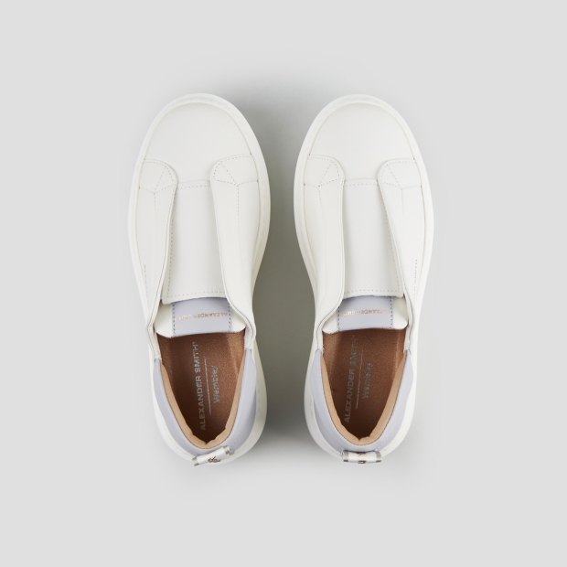 Sneakers Alexander Smith wembley slip-on woman in white leather and azure back - 6