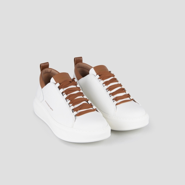 Sneakers Alexander Smith wembley man high frequency in white nappa leather and brown details - 4