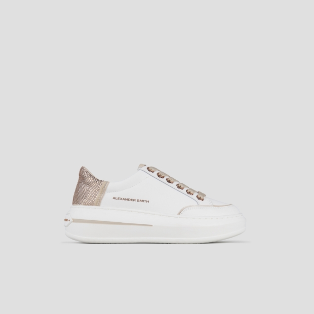 Sneakers Alexander Smith lancaster woman in white leather and back with beige rhinestones - 1