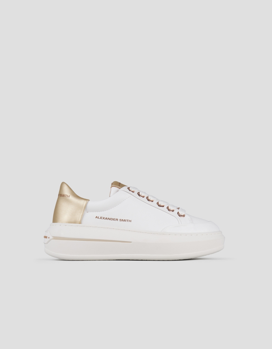 Sneakers Alexander Smith lancaster woman in white leather and gold laminated back - 1
