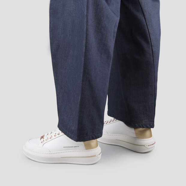 Sneakers Alexander Smith lancaster woman in white leather and gold laminated back - 2