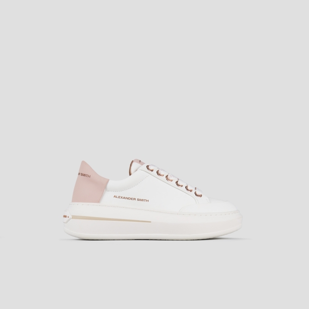 Sneakers Alexander Smith lancaster woman in white leather and rose back - 1