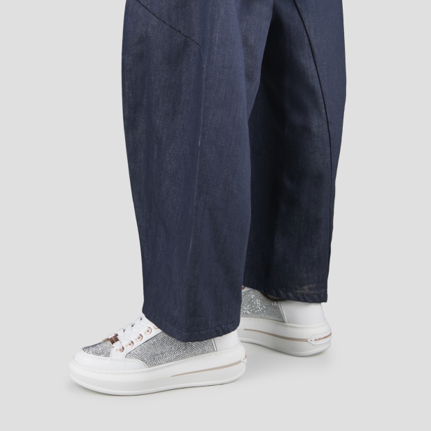 Sneakers Alexander Smith lancaster woman in white leather with silver rhinestones inserts - 2