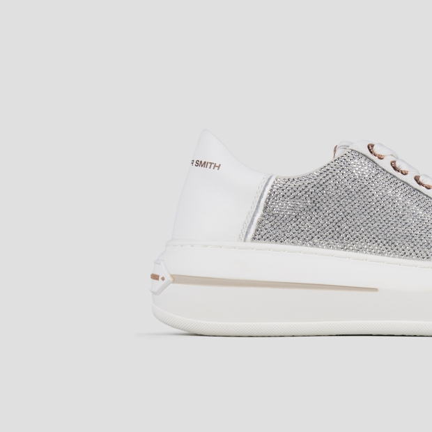 Sneakers Alexander Smith lancaster woman in white leather with silver rhinestones inserts - 3