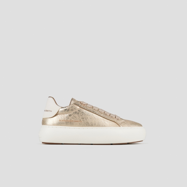 Sneakers Alexander Smith soho woman in gold wrinkly laminated leather - 1
