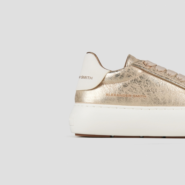 Sneakers Alexander Smith soho woman in gold wrinkly laminated leather - 3