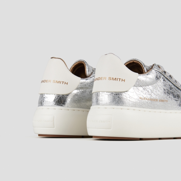 Sneakers Alexander Smith soho woman in silver wrinkly laminated leather - 5