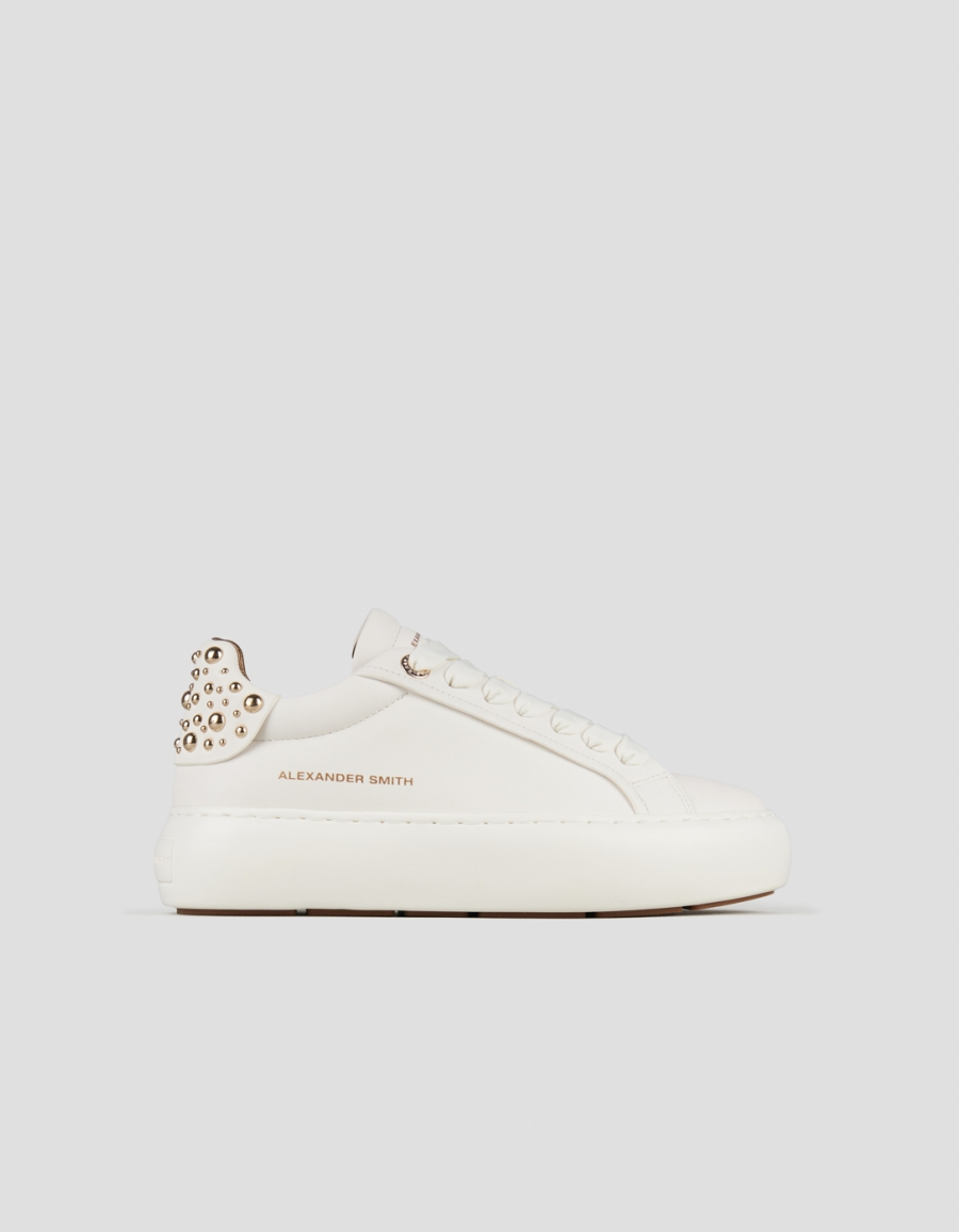 Sneakers Alexander Smith soho woman in white leather and back with studs - 1