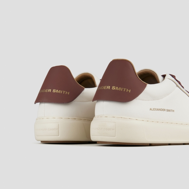 Sneakers Alexander Smith soho man in white nappa leather and wine leather back - 5
