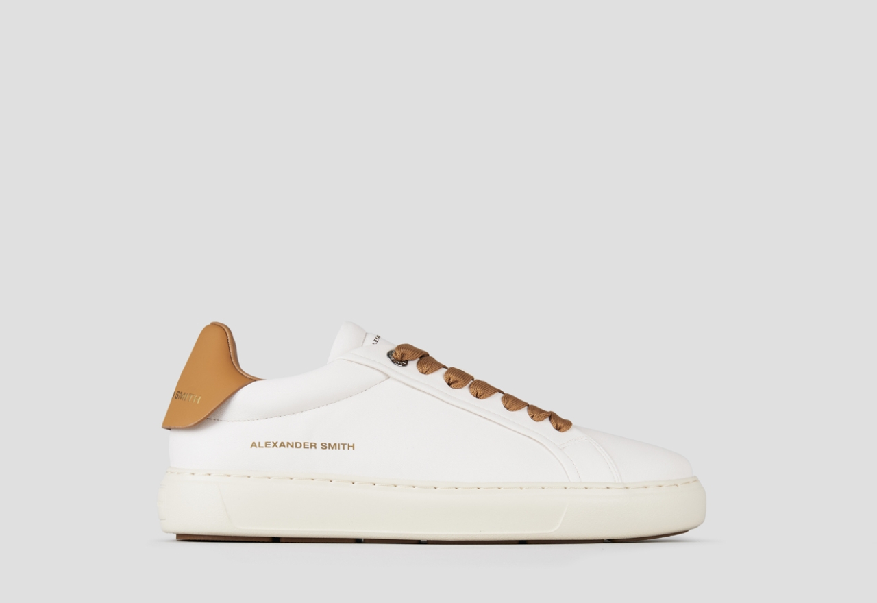 Sneakers Alexander Smith soho man in white nappa leather and brown leather back - 1