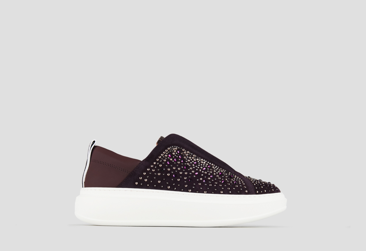 Sneakers Alexander Smith wembley slip-on woman in burgundy suede and rhinestones - 1