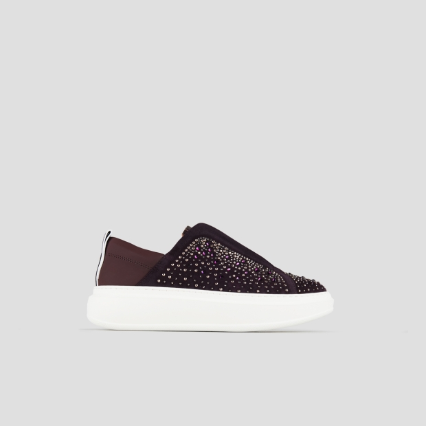Sneakers Alexander Smith wembley slip-on woman in burgundy suede and rhinestones - 1