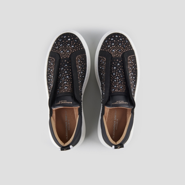 Sneakers Alexander Smith wembley slip-on woman in black suede and rhinestones - 6