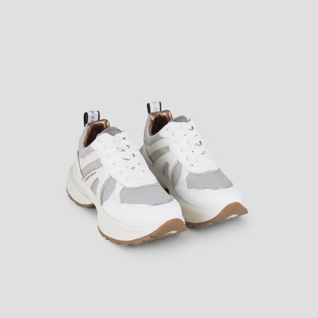 Sneakers Alexander Smith victoria woman in leather and mesh with silver laminated details - 4