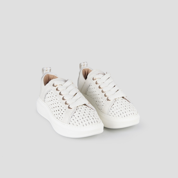 Sneakers Alexander Smith wembley woman in white woven leather and smooth leather back - 4