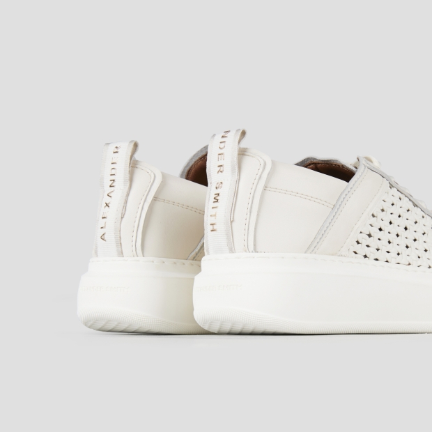 Sneakers Alexander Smith wembley woman in white woven leather and smooth leather back - 5