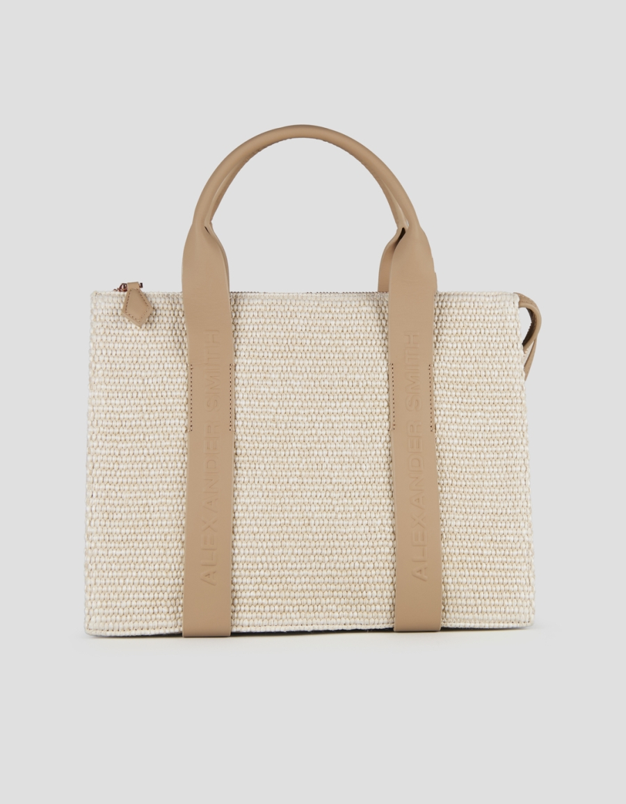 Sneakers Alexander Smith jane medium handbag with shoulder strap in rafia and sand handle - 1