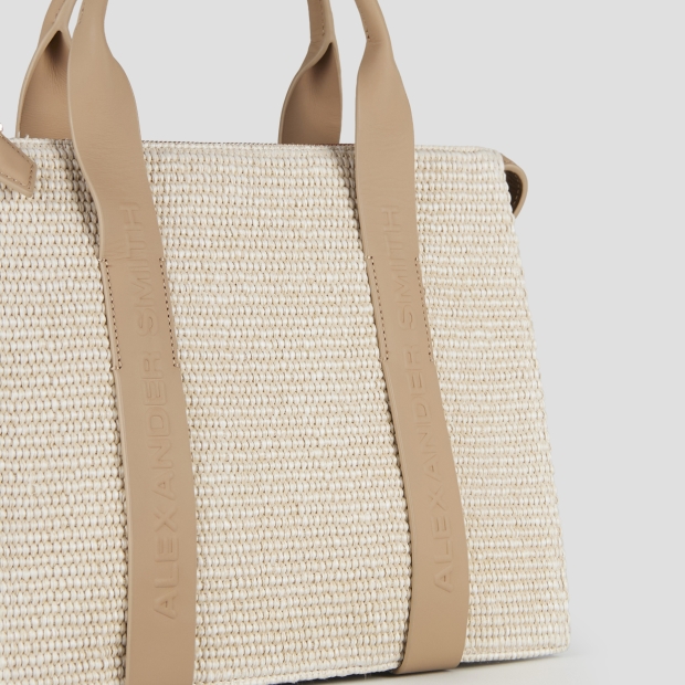 Sneakers Alexander Smith jane medium handbag with shoulder strap in rafia and sand handle - 5