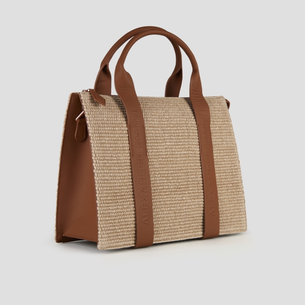 Sneakers Alexander Smith jane medium handbag with shoulder strap in rafia and brown handle - 3