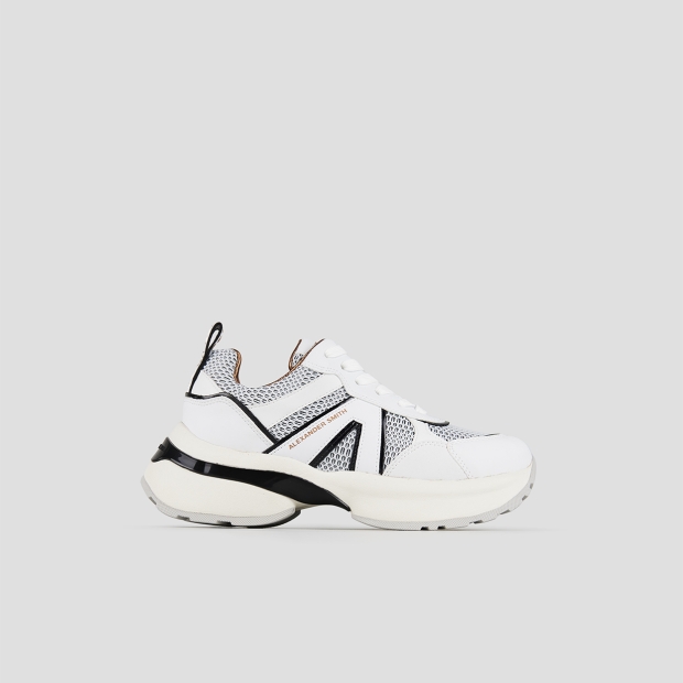 Sneakers Alexander Smith victoria woman in white leather and azure mesh with black details - 1