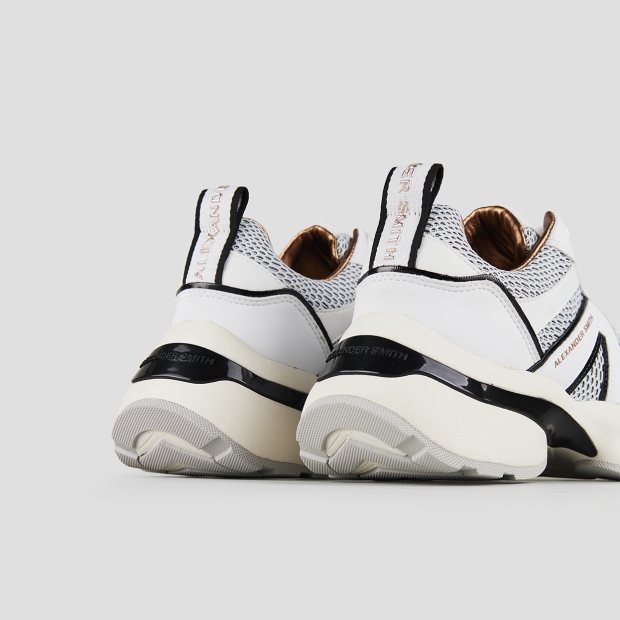 Sneakers Alexander Smith victoria woman in white leather and azure mesh with black details - 5