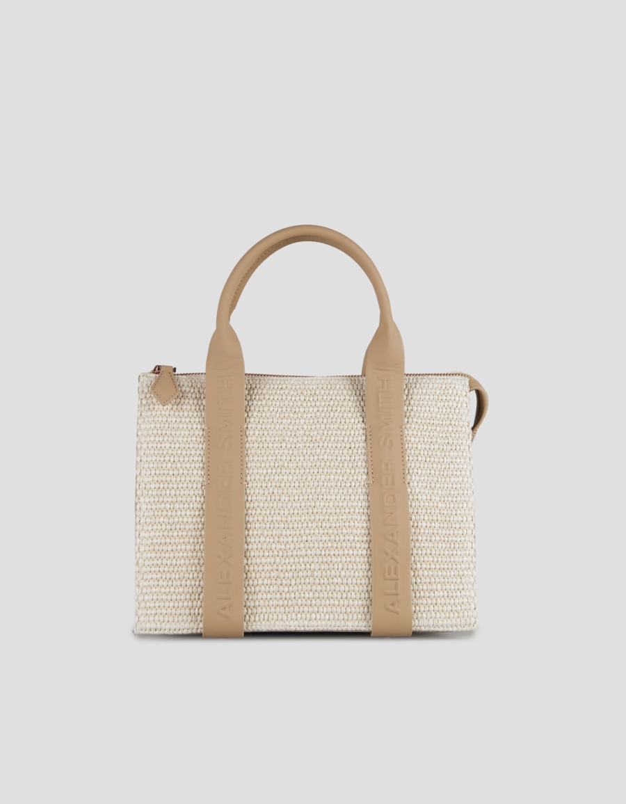 Sneakers Alexander Smith jane small handbag with shoulder strap in beige rafia and sand handle - 1