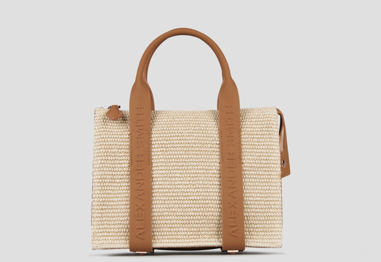 Sneakers Alexander Smith jane small handbag with shoulder strap in beige rafia and brown handle - 1