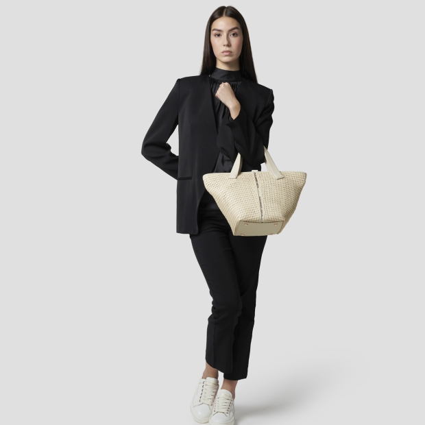 Sneakers Alexander Smith lauren medium handbag with shoulder strap in white woven - 7