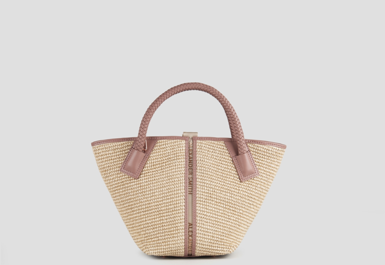 Sneakers Alexander Smith lauren small handbag with shoulder strap in beige raffia and woven nude handle - 1