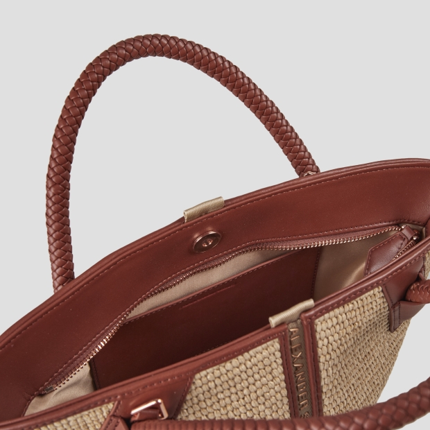 Sneakers Alexander Smith lauren small handbag with shoulder strap in beige raffia and woven brown handle - 6