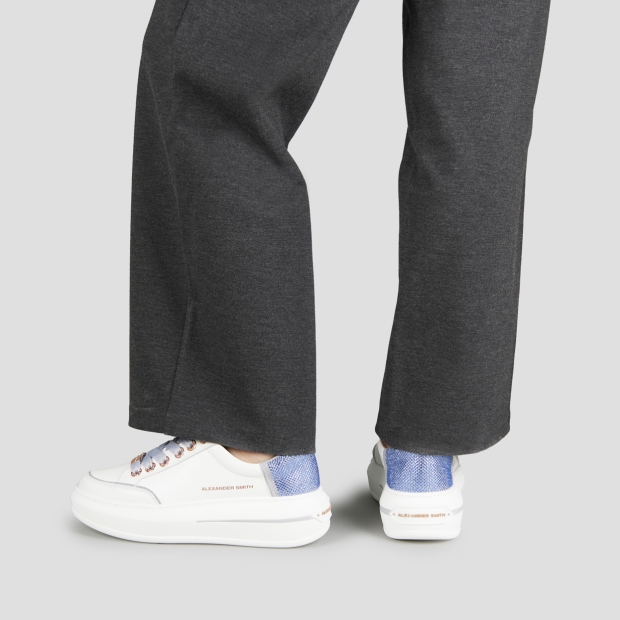 Sneakers Alexander Smith lancaster woman in white leather and back with azure rhinestones - 2