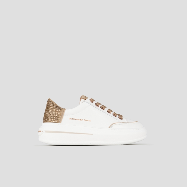 Sneakers Alexander Smith lancaster woman in white leather and back with brown rhinestones - 1