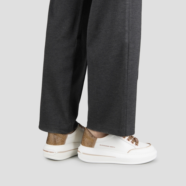 Sneakers Alexander Smith lancaster woman in white leather and back with brown rhinestones - 2