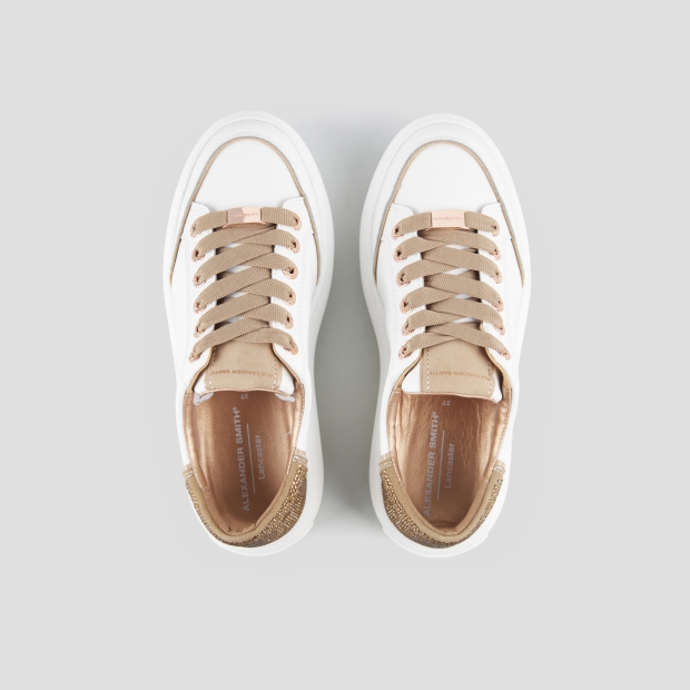 Sneakers Alexander Smith lancaster woman in white leather and back with brown rhinestones - 6