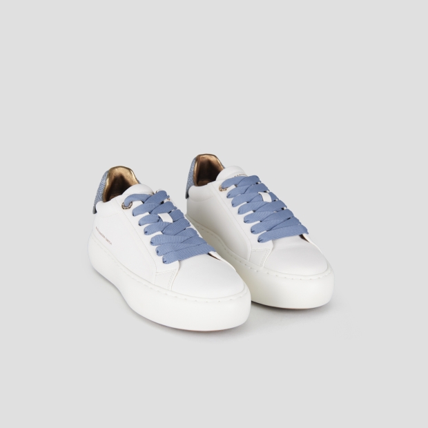 Sneakers Alexander Smith soho woman in white leather and azure glittered back - 4