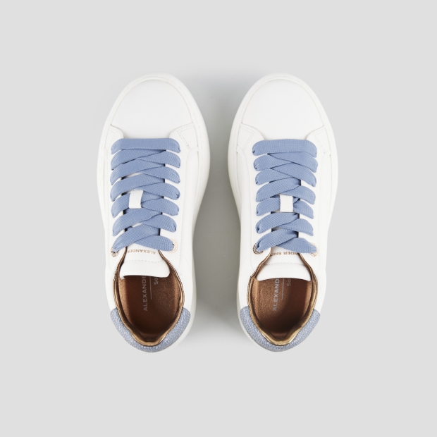 Sneakers Alexander Smith soho woman in white leather and azure glittered back - 6
