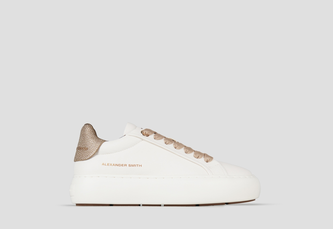 Sneakers Alexander Smith soho woman in white leather and gold glittered back - 1