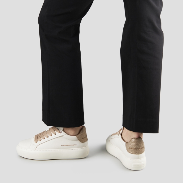 Sneakers Alexander Smith soho woman in white leather and gold glittered back - 2