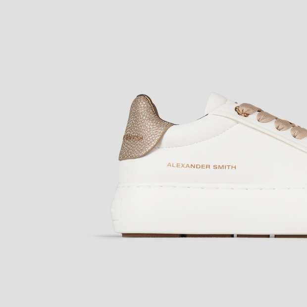 Sneakers Alexander Smith soho woman in white leather and gold glittered back - 3
