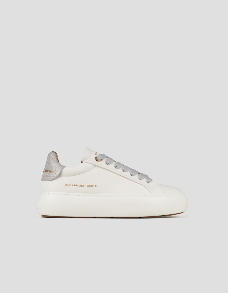 Sneakers Alexander Smith soho woman in white leather and silver glittered back - 1