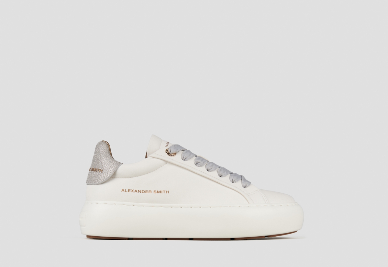 Sneakers Alexander Smith soho woman in white leather and silver glittered back - 1