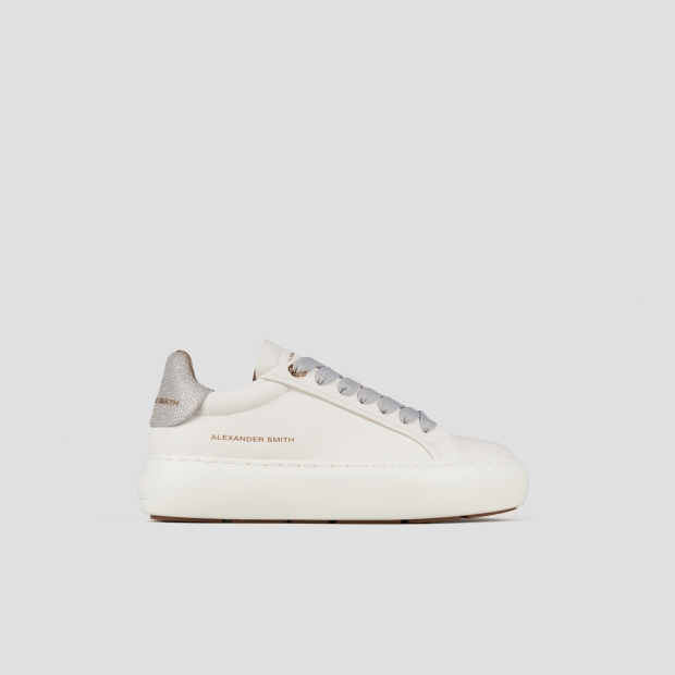 Sneakers Alexander Smith soho woman in white leather and silver glittered back - 1