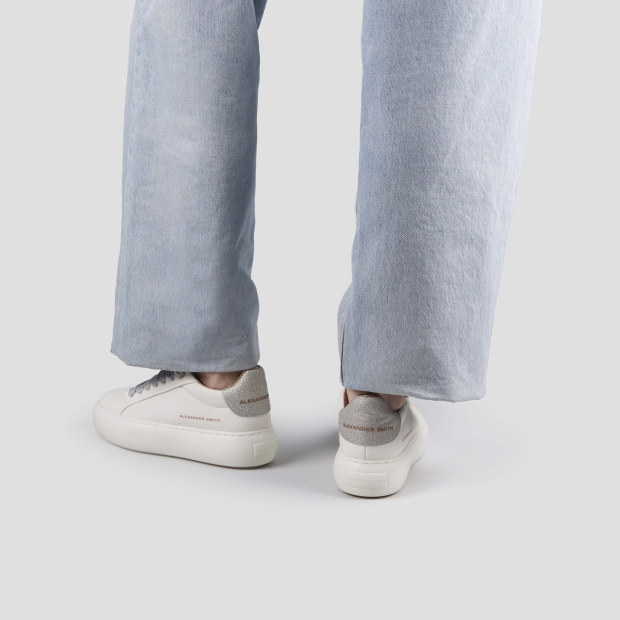 Sneakers Alexander Smith soho woman in white leather and silver glittered back - 2