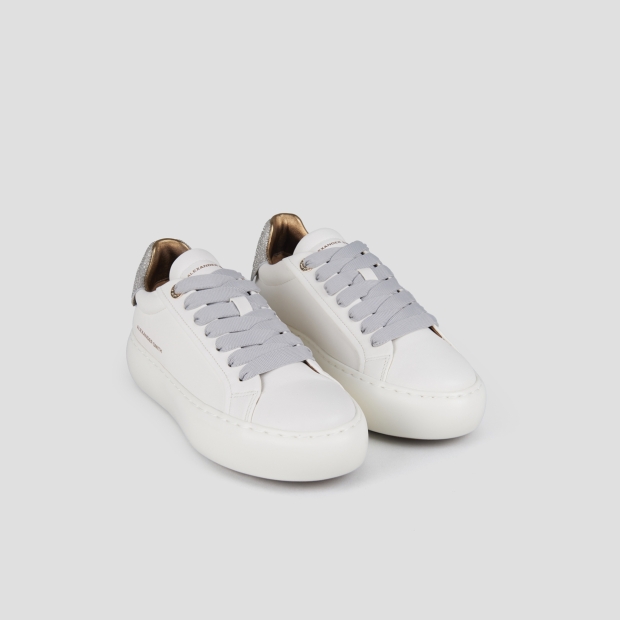 Sneakers Alexander Smith soho woman in white leather and silver glittered back - 4
