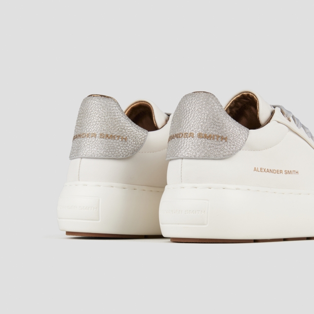 Sneakers Alexander Smith soho woman in white leather and silver glittered back - 5